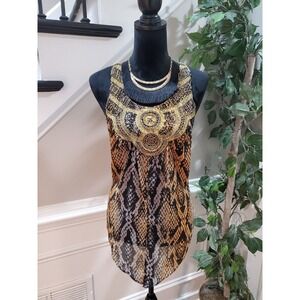 Andrew Charles Women's Multicolor Polyester Round Neck Sleeveless Top Blouse XS